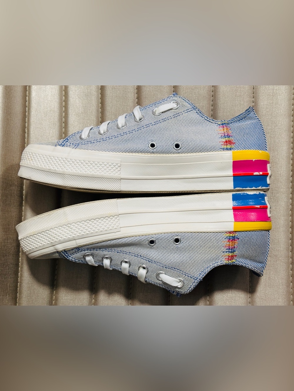 CONVERSE CTAS LIFT OX OZONE BLUE RAINBOW Women’s 9.5 - Picture 2 of 10